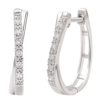 Diamond Essentials Sterling Silver 1/4 Carat T.W. Lab Grown Diamond Hoop Earrings