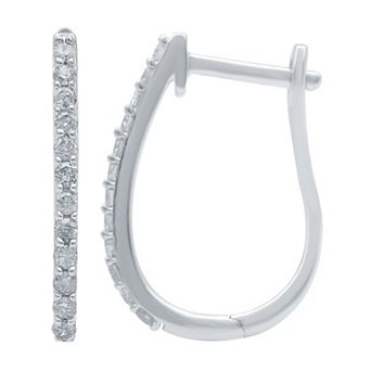 Diamond Essentials Sterling Silver 1/2 Carat T.W. Lab Grown Diamond Slim Hoop Earrings