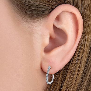 Diamond Essentials Sterling Silver 1/2 Carat T.W. Lab Grown Diamond Slim Hoop Earrings