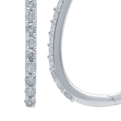 Diamond Essentials Sterling Silver 1/2 Carat T.W. Lab Grown Diamond Slim Hoop Earrings