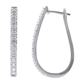 Diamond Essentials Sterling Silver 1 Carat T.W. Lab Grown Diamond Slim Hoop Earrings
