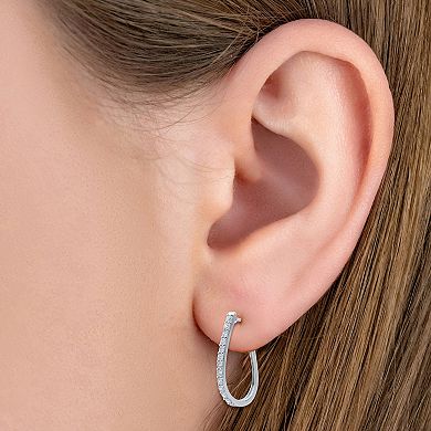 Diamond Essentials Sterling Silver 1 Carat T.W. Lab Grown Diamond Slim Hoop Earrings