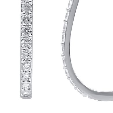 Diamond Essentials Sterling Silver 1 Carat T.W. Lab Grown Diamond Slim Hoop Earrings
