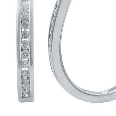 Diamond Essentials Sterling Silver 1/2 Carat T.W. Lab Grown Diamond Hoop Earrings
