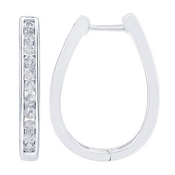 Diamond Essentials Sterling Silver 1 Carat T.W. Lab Grown Diamond Hoop Earrings