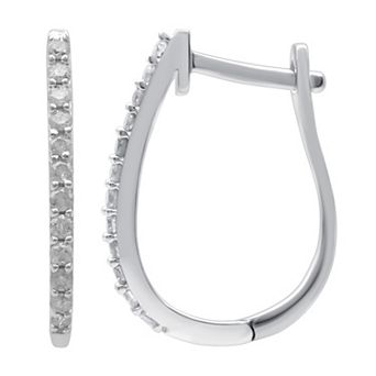 Diamond Essentials Sterling Silver 1/4 Carat T.W. Lab Grown Diamond Slim Hoop Earrings