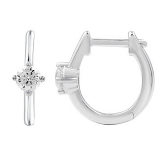 Diamond Essentials Sterling Silver 3/8 Carat T.W. Round Lab Grown Diamond Solitaire Hoop Earrings