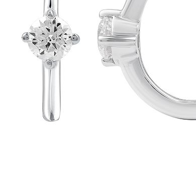 Diamond Essentials Sterling Silver 3/8 Carat T.W. Round Lab Grown Diamond Solitaire Hoop Earrings