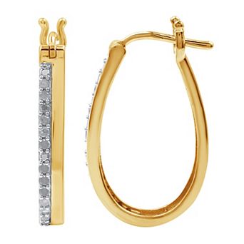 Diamond Essentials Two Tone 1/4 Carat T.W. Lab Grown Diamond Huggie Hoop Earrings