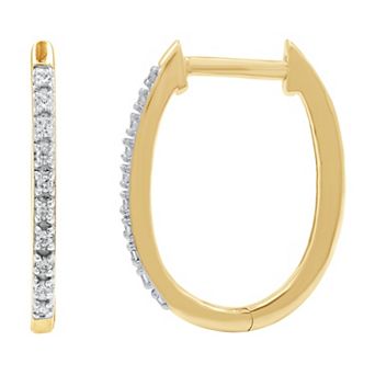 Diamond Essentials 14k Gold Flash Plated Over Sterling Silver 1/10 Carat T.W. Lab Grown Diamond Hoop Earrings