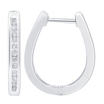 Diamond Essentials Sterling Silver 1/4 Carat T.W. Lab Grown Diamond Huggie Hoop Earrings