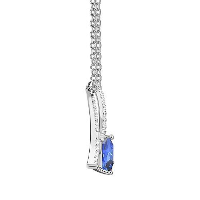 MASTERPIECE Rhodium Over Silver Lab-Created Sapphire Ribbon Pendant Necklace