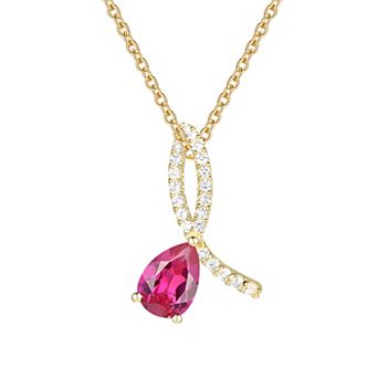 MASTERPIECE 14k Gold Flash Plated Over Silver Lab-Created Ruby Ribbon Pendant Necklace