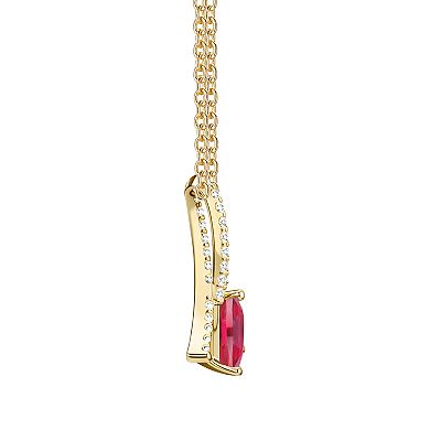 MASTERPIECE 14k Gold Flash Plated Over Silver Lab-Created Ruby Ribbon Pendant Necklace