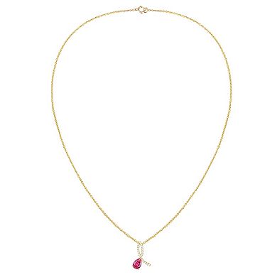 MASTERPIECE 14k Gold Flash Plated Over Silver Lab-Created Ruby Ribbon Pendant Necklace