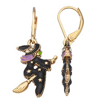 Napier Gold Tone Witch Drop Earrings