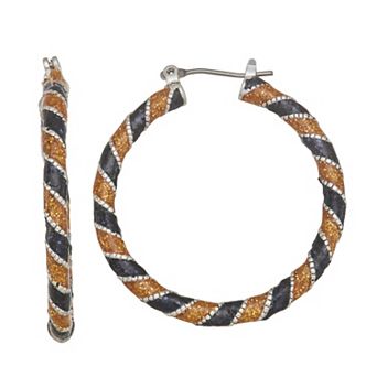 Napier Silver Tone Trick Treat Hoop Earrings
