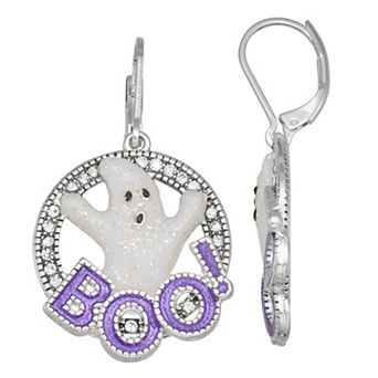 Napier Silver Tone Ghost Boo Drop Earrings