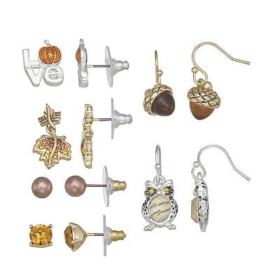 Napier Two Tone 6-Pair Autumn Variety Earring Set