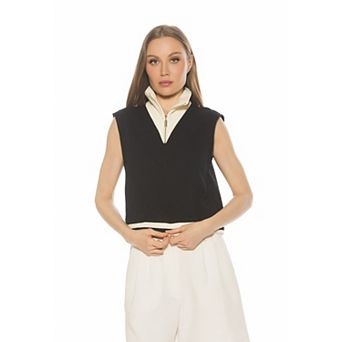 Women's ALEXIA ADMOR Denise Collared Vest Top With Front Zip