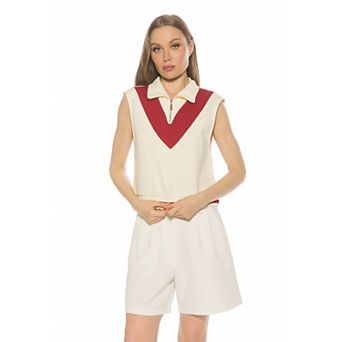Women's ALEXIA ADMOR Denise Collared Vest Top With Front Zip