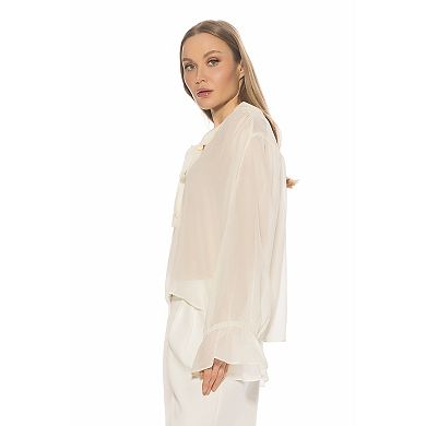 Women's ALEXIA ADMOR Sheer Bow Tie Blouse