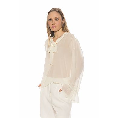 Women's ALEXIA ADMOR Sheer Bow Tie Blouse