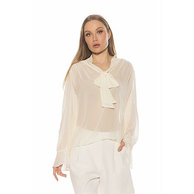 Women's ALEXIA ADMOR Sheer Bow Tie Blouse