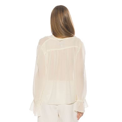 Women's ALEXIA ADMOR Sheer Bow Tie Blouse