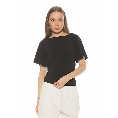Women's ALEXIA ADMOR Jan Boatneck Batwing Ruched Top