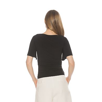 Women's ALEXIA ADMOR Jan Boatneck Batwing Ruched Top