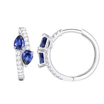 MASTERPIECE Sterling Silver Gemstone Hoop Earrings