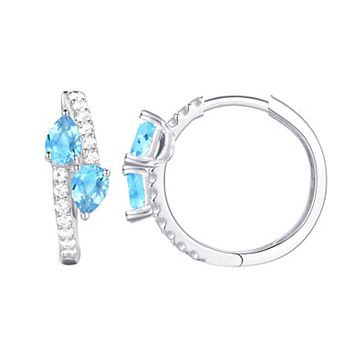 MASTERPIECE Sterling Silver Gemstone Hoop Earrings