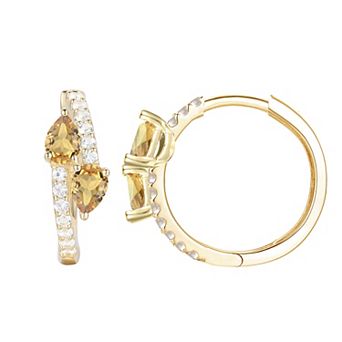 MASTERPIECE 14k Gold Over Silver Gemstone Hoop Earrings