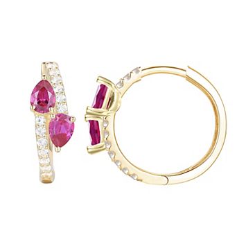 MASTERPIECE 14k Gold Over Silver Gemstone Hoop Earrings