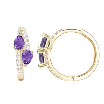 MASTERPIECE 14k Gold Over Silver Gemstone Hoop Earrings