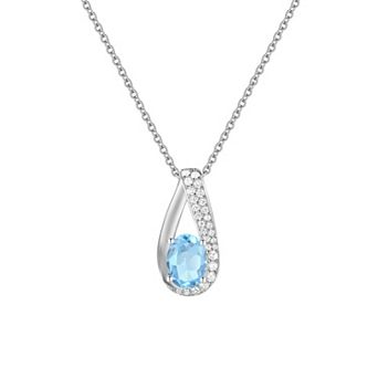 MASTERPIECE Sterling Silver Blue Topaz & Lab-Created White Sapphire Pendant Necklace