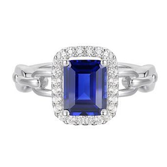 MASTERPIECE Sterling Silver Gemstone Halo Ring