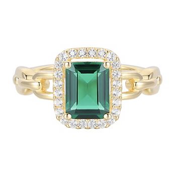 MASTERPIECE 14k Gold Over Silver Gemstone Halo Ring