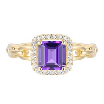 MASTERPIECE 14k Gold Over Silver Gemstone Halo Ring