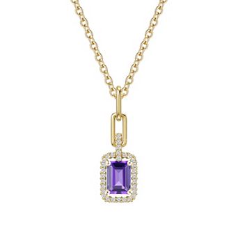 MASTERPIECE 14k Gold Over Silver Gemstone Halo Pendant Necklace