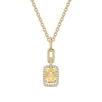 MASTERPIECE 14k Gold Over Silver Gemstone Halo Pendant Necklace