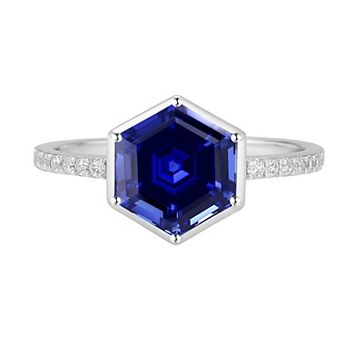 MASTERPIECE Sterling Silver Gemstone Hexagon Ring