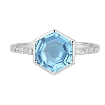 MASTERPIECE Sterling Silver Gemstone Hexagon Ring