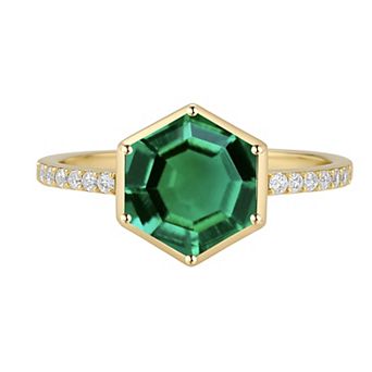 MASTERPIECE 14k Gold Over Silver Gemstone Hexagon Ring