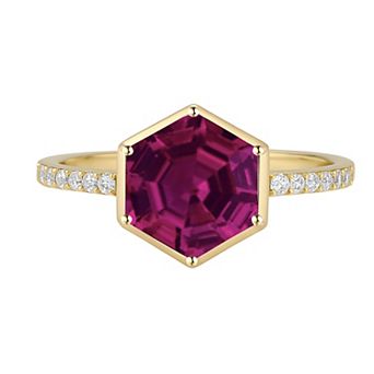 MASTERPIECE 14k Gold Over Silver Gemstone Hexagon Ring
