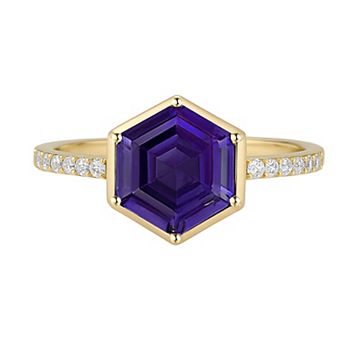 MASTERPIECE 14k Gold Over Silver Gemstone Hexagon Ring
