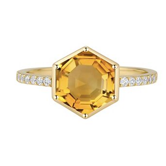 MASTERPIECE 14k Gold Over Silver Gemstone Hexagon Ring