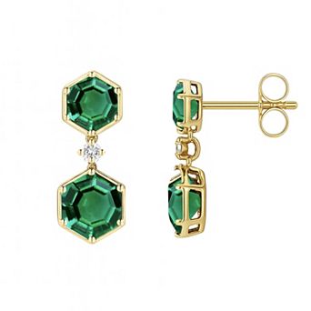 MASTERPIECE 14k Gold Over Silver Lab-Created Emerald Earrings