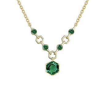 MASTERPIECE 14k Gold over Sterling Silver Lab-Created Emerald Necklace
